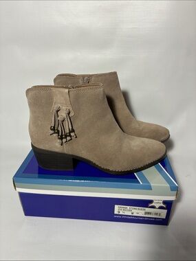 White Mountain Stone Suede Tassel Ankle Boots